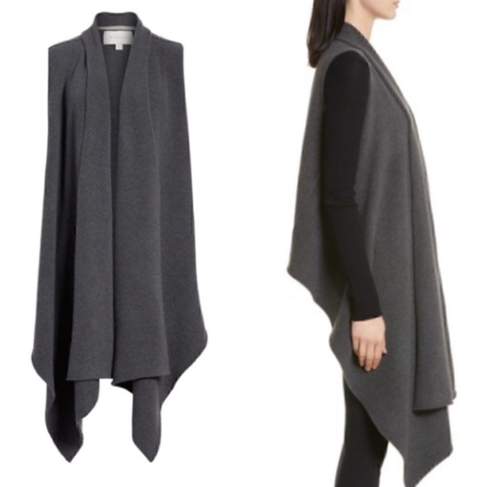 BROCHU WALKER Sorin Merino Wool Blend Wrap Vest Shale Melange XS